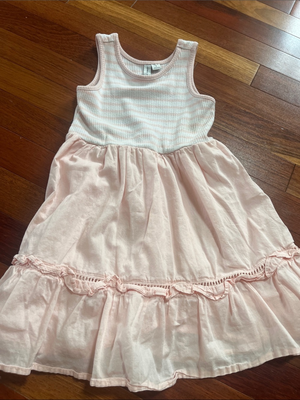 Janie and Jack Light Pink Ribbed Bodice Tiered Dress